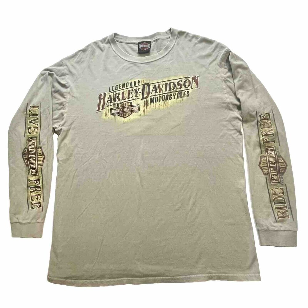 Vintage Harley-Davidson Mens Biker Thrashed Clearwater FL Long Sleeve T-Shirt L